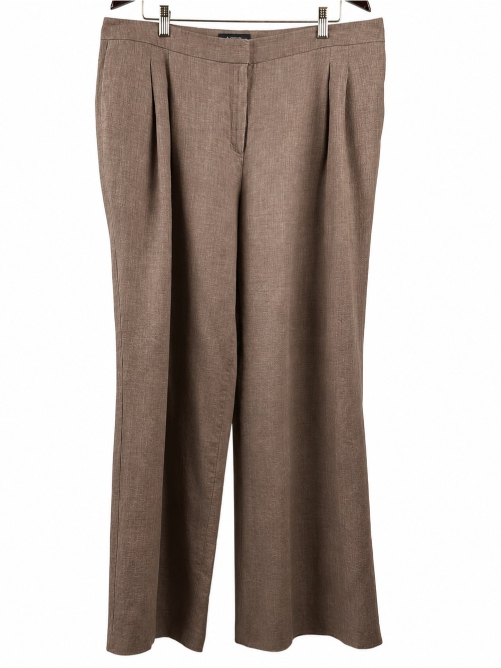 Autograph pure linen wide leg pleated pants taupe brown women medium UK 16 EU44